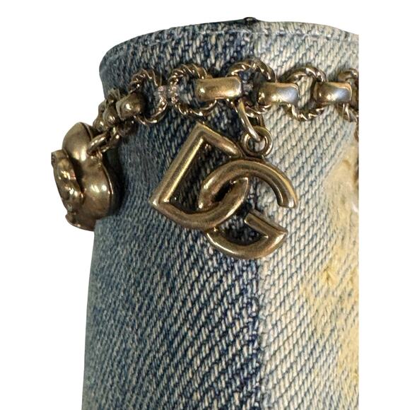 Dolce and Gabbana NIB Distressed Denim Ankle Booties in Blue Size 38 - Picture 16 of 16